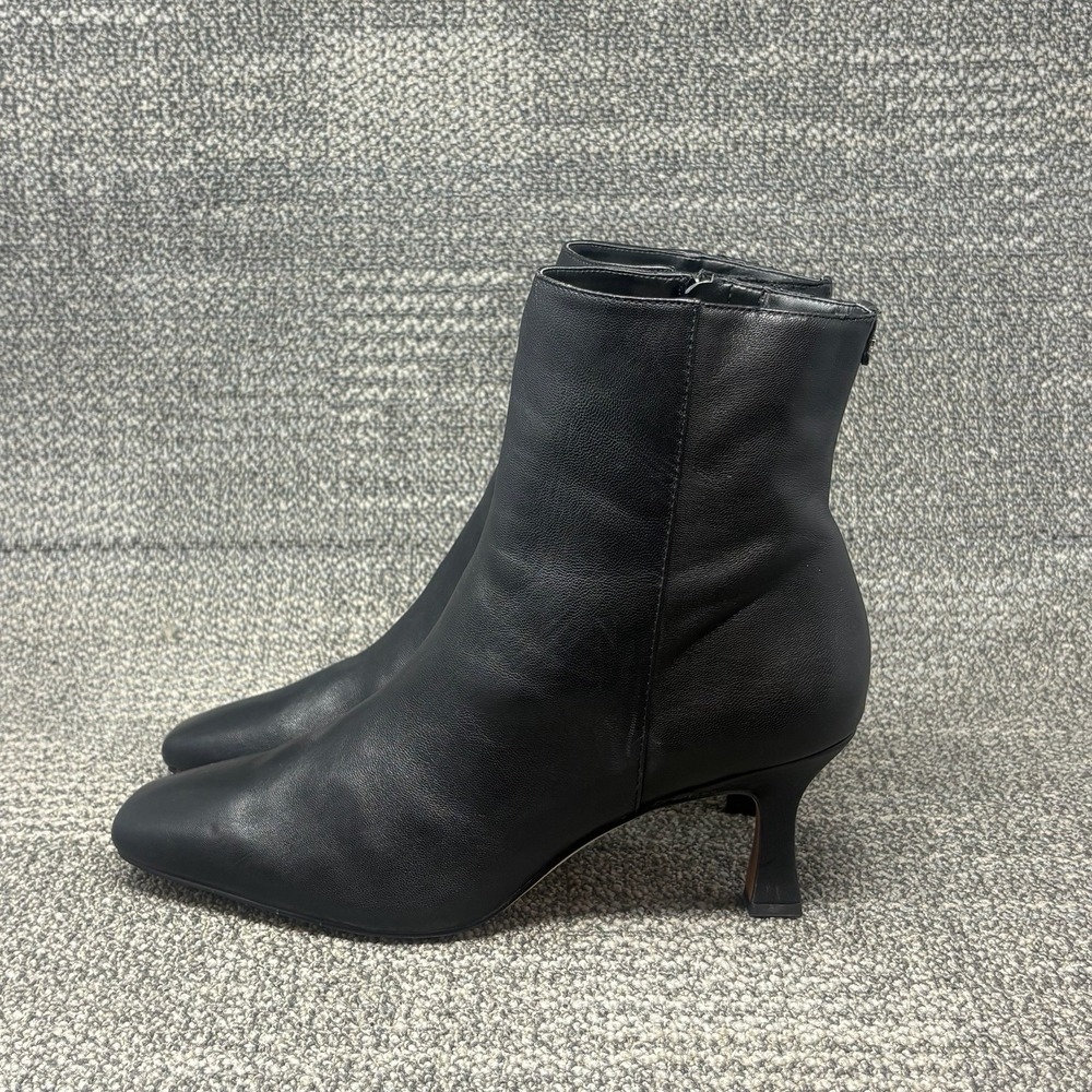 Sam Edelman Lizzo Black Leather Square Toe Ankle Booties Women's Size 11 M